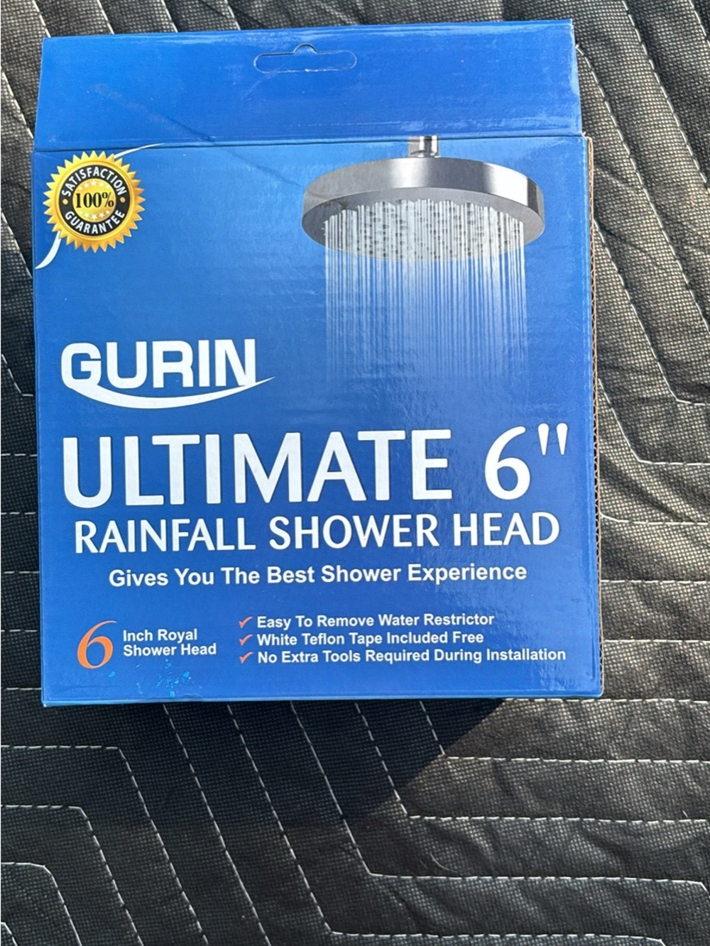 GURIN Ultimate 6" Rainfall Shower Head - Blue Box
